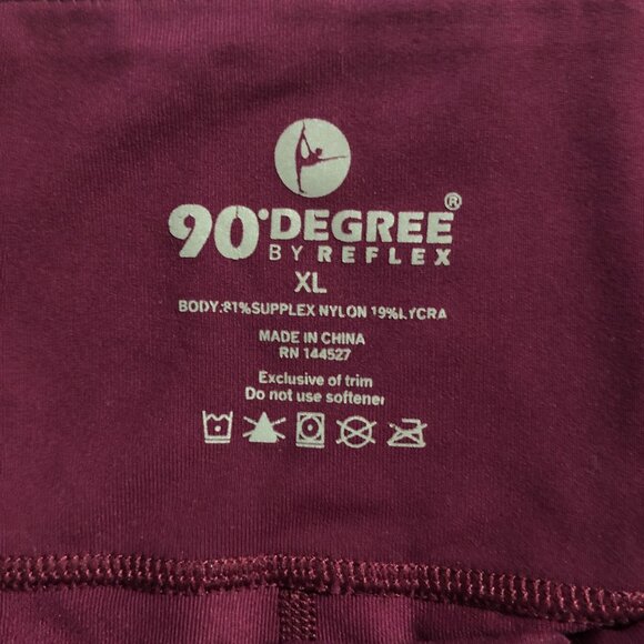 90 Degree By Reflex Leggings Womens Size XL Burgundy Pull-On Activewear - Picture 9 of 9